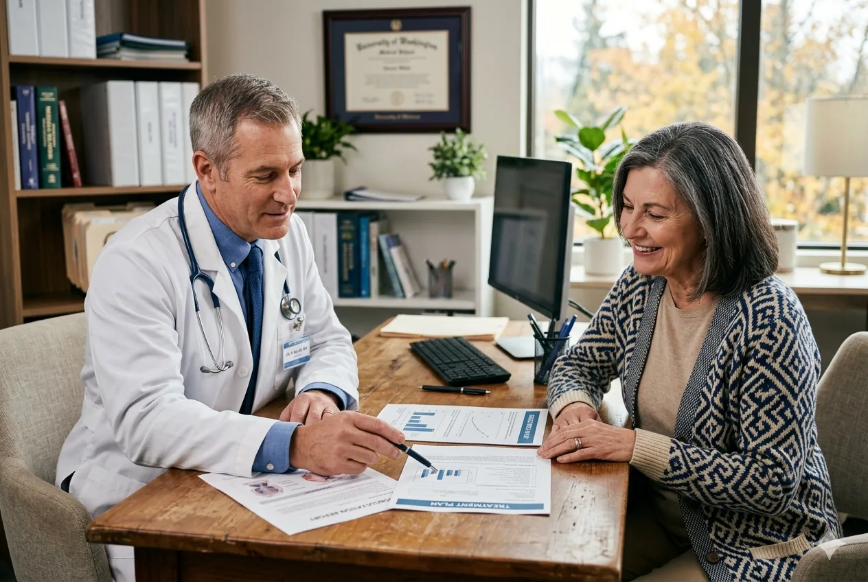 PremierMD physician reviewing insurance coverage options with a patient during a medical cannabis evaluation